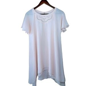 NEW Sophia Max Short Chiffon Swing Dress Pink Sz Medium Short Flutter Sleeve